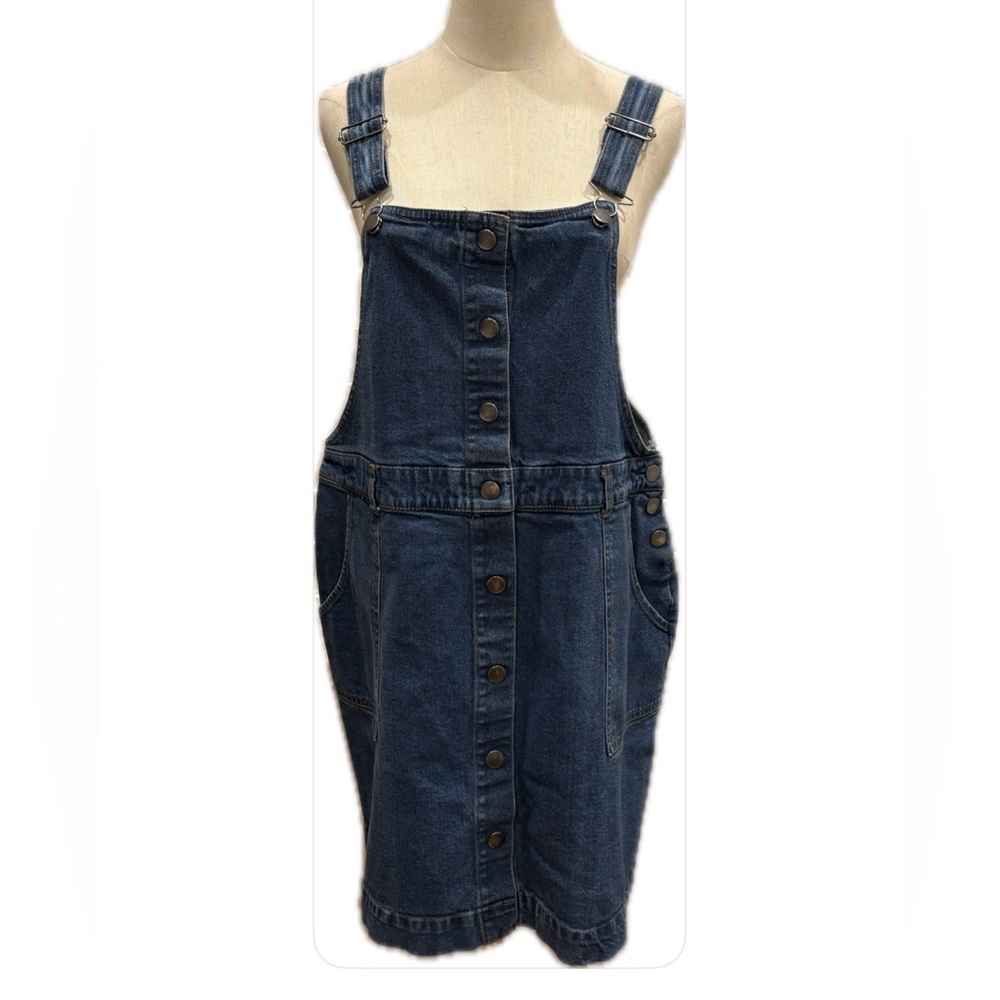 redherring  Denim Button-Front Overall Dress Euro 46 US 14